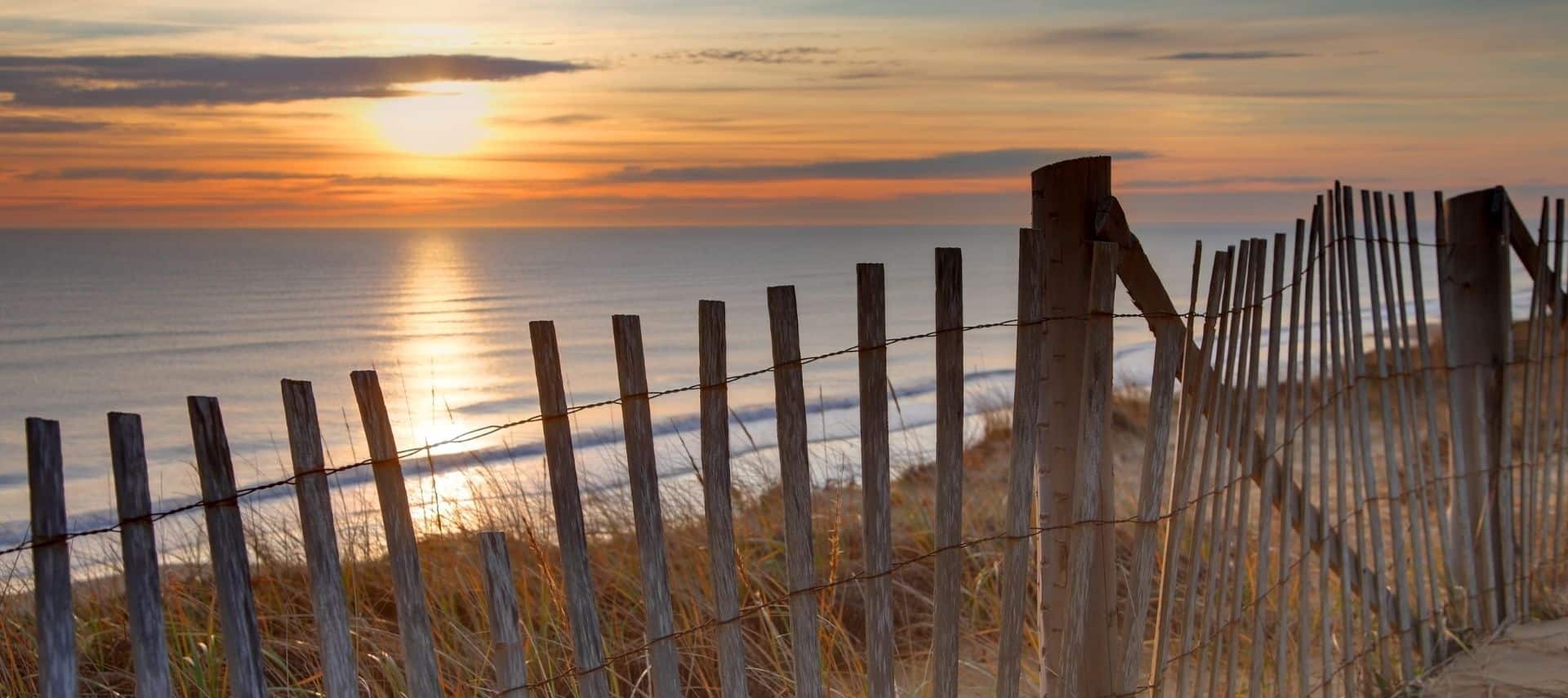 sunset over seashore on cape cod