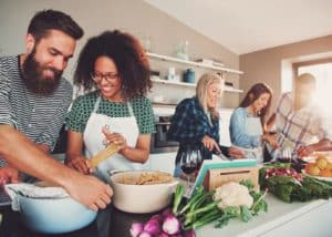 friends at cultural center of cape cod cooking class