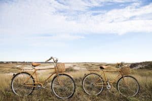 Two bicycles on the sand dunes on Cape Cod